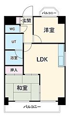 リヴァーサイド植田 5階3DKの間取り