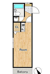 西武池袋線 西所沢駅 徒歩6分の賃貸マンション 2階ワンルームの間取り