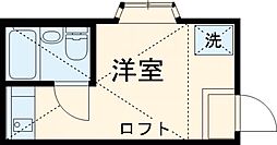 新たなしハイツ 205 2階ワンルームの間取り