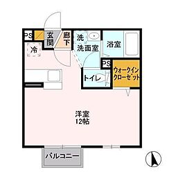 ＡｄｏｎｉＳ．Ｗｉｔ 2階ワンルームの間取り