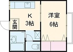 JR横浜線 町田駅 徒歩10分の賃貸アパート 1階1Kの間取り