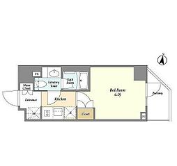 オーキッドレジデンス戸越公園 4階1Kの間取り