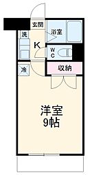 ウエスト5 2階1Kの間取り