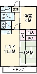 名鉄名古屋本線 矢作橋駅 徒歩12分の賃貸マンション 4階2LDKの間取り