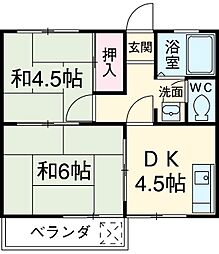 JR東海道本線 岡崎駅 徒歩8分の賃貸アパート 2階2DKの間取り