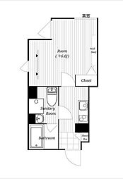 Ｂａｒｋ　Ｌａｎｅ早稲田II 3階1Kの間取り
