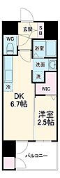 JR東海道本線 尾頭橋駅 徒歩3分の賃貸マンション 11階1DKの間取り