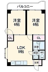 コンフォート田中 2階2LDKの間取り
