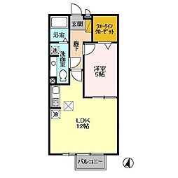 JR常磐線 牛久駅 徒歩35分の賃貸アパート 2階1LDKの間取り