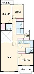 アプリーレ玉川学園 3階3LDKの間取り