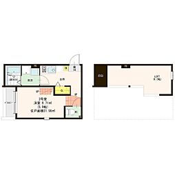 サンエー烏森 1階1Kの間取り