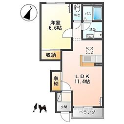 ジェム　フォレスト 1階1LDKの間取り