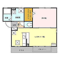 ドミールノア 1階1LDKの間取り