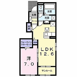 アップ　フィールド 1階1LDKの間取り