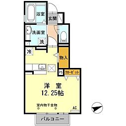 インコントロ　A棟 1階ワンルームの間取り