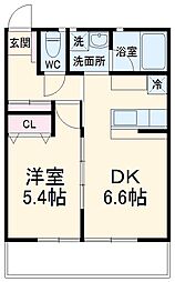 ルナージュ弐番館 1階1DKの間取り