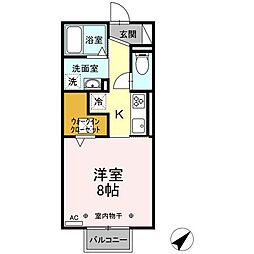 カルマート 2階1Kの間取り