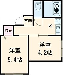 マイキャッスル大岡山 3階2Kの間取り
