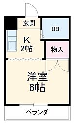 グリーンハイツ 302 3階ワンルームの間取り