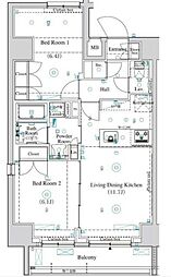 アークマーク王子 12階2LDKの間取り