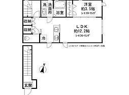 サニーアヴェニューＡ棟 2階1LDKの間取り