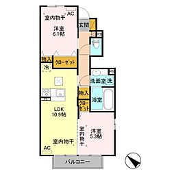 ソレイユ 2LDKの間取図画像