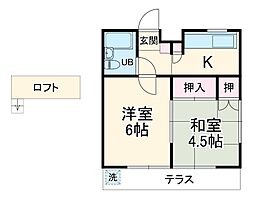 ジュネパレス松戸45 1階2DKの間取り