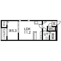 storia日比野 2階1LDKの間取り