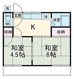 堀田コーポ 2階2Kの間取り