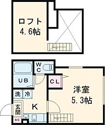 グランクオール西新井 2階1Kの間取り