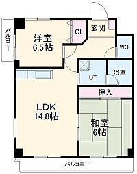ベルコリンマンション 2階2LDKの間取り