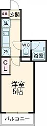 JR中央線 東小金井駅 徒歩6分の賃貸マンション 3階1Kの間取り
