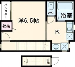 メゾン・ディライト 2階1Kの間取り
