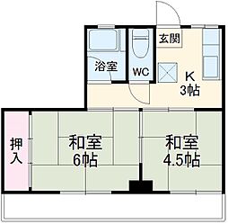 青木ビル 4階2Kの間取り