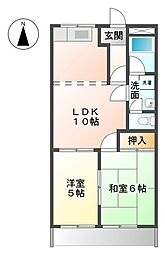 メゾンクレール 1階2LDKの間取り