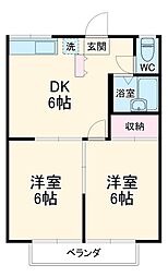 エステート三田 2DKの間取図画像