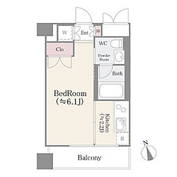 パークフラッツ松戸 8階1Kの間取り