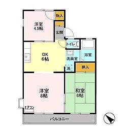 スカイハイツ池田　Ｂ 202 2階3DKの間取り