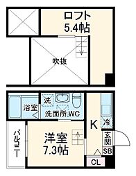 Gradius Nakawari 1階ワンルームの間取り