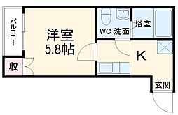 ｍｏｍｏ 2階1Kの間取り