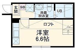 ハーミットクラブハウスパール 1階ワンルームの間取り