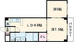 グラン・リヴィエール西京極 3階2LDKの間取り