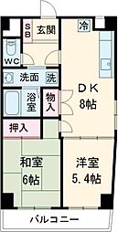 シャトー初台 2DKの間取図画像