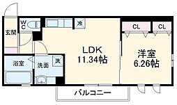 JR東海道本線 岡崎駅 徒歩8分の賃貸アパート 2階1LDKの間取り