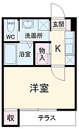 ヴェレタ津田沼 2階1Kの間取り