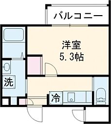 ＭＥＬＤＩＡ堀之内3丁目 3階1Kの間取り