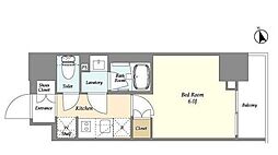 都営浅草線 戸越駅 徒歩6分の賃貸マンション 6階1Kの間取り
