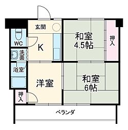 高木ハイツ 3階3DKの間取り
