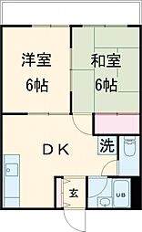 ホーエイハイム 2階2DKの間取り