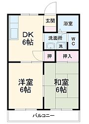 コーポラスE 2DKの間取図画像